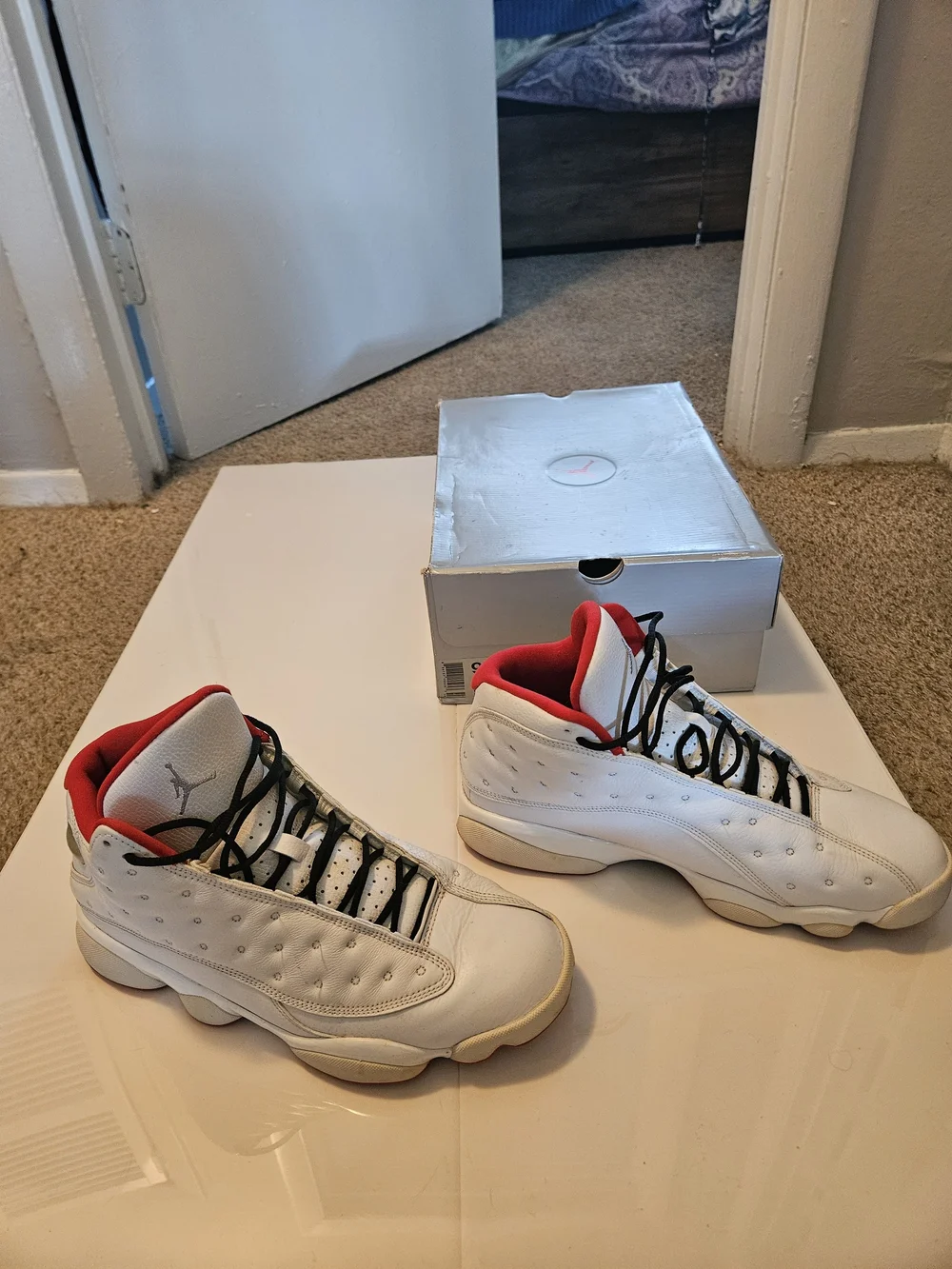 Jordan White, Red & Black Retro Basketball Sneakers